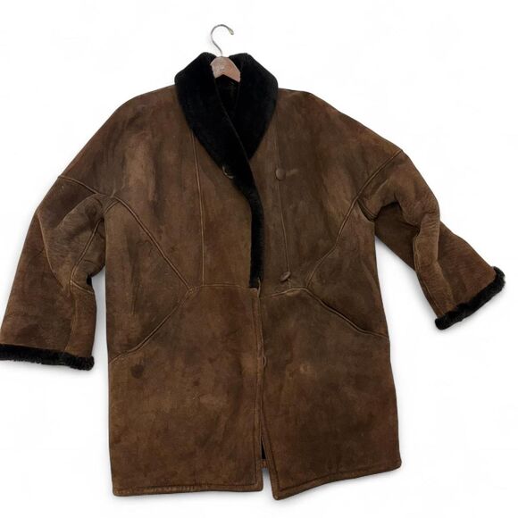 Women's Brown Shearling Coat - Picture 2 of 7